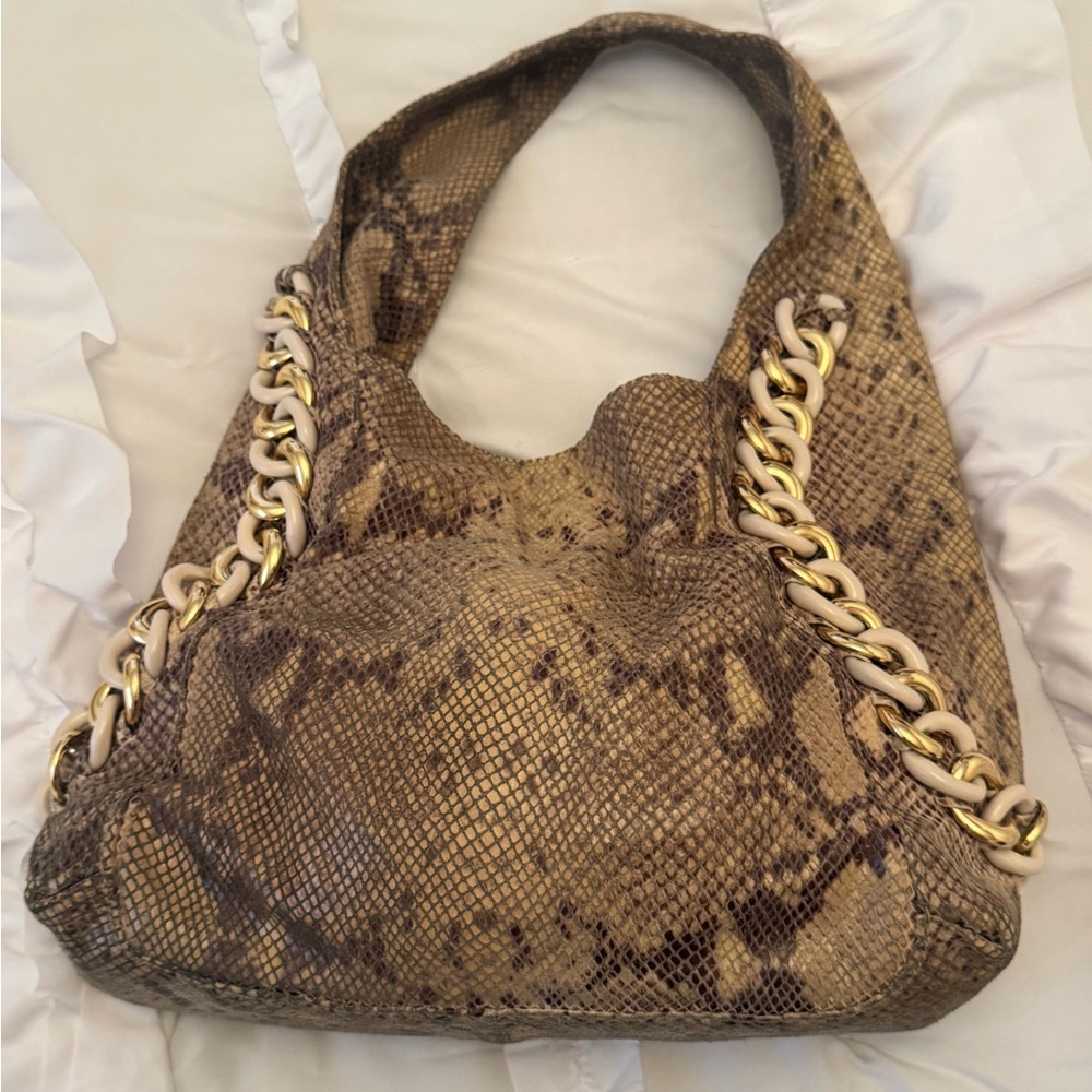 Michael Kors Hobo Python Embossed Leather Chain L… - image 2